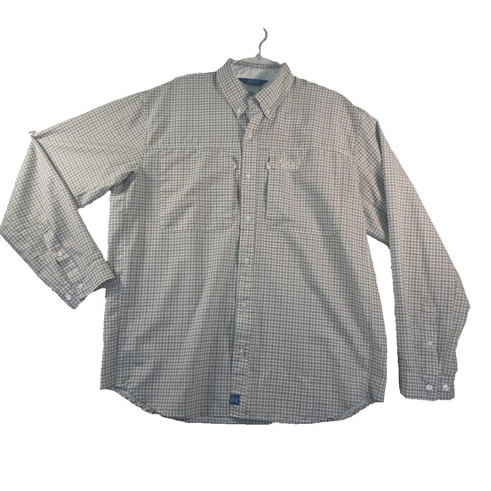 EAG Elite Engineered Angling Gear Shirt Men's LG Long Sleeve Green Plaid Fishing